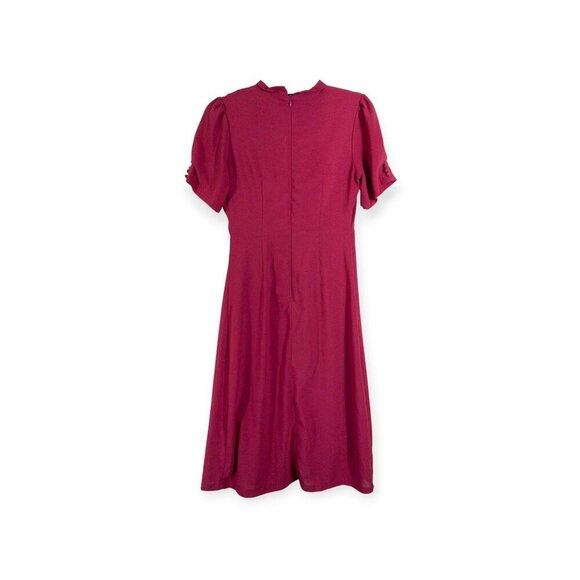 Lindy Bop Burgundy Midi Dress SZ M Pin Up 50s Fashion Retro Rockabilly Tea Dress - Picture 2 of 10